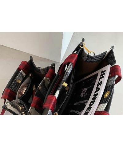 Tote Bag Hobo Bag for Women Canvas Shoulder Bag Chic Crossbody Bag Satchel Large Handbag Color Contrast Stripe Red-small $31....