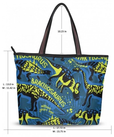 Women Tote Shoulder Bag Dinosaur Cartoon Handbag $19.43 Shoulder Bags