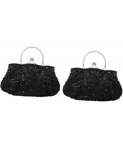 2pcs Vintage Handbags Handmade Bag Dinner Bag Bead Embroidery Bride Handbags Party Handbag Purse for Blackx2pcs $27.50 Evenin...