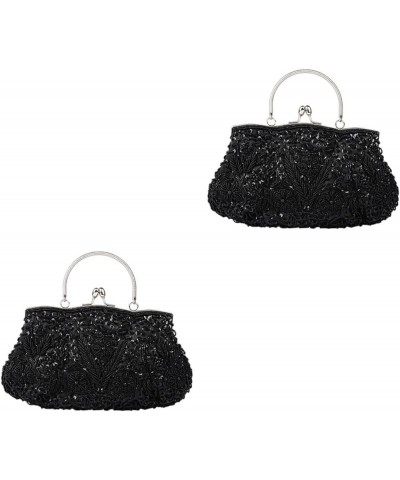 2pcs Vintage Handbags Handmade Bag Dinner Bag Bead Embroidery Bride Handbags Party Handbag Purse for Blackx2pcs $27.50 Evenin...