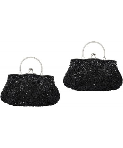 2pcs Vintage Handbags Handmade Bag Dinner Bag Bead Embroidery Bride Handbags Party Handbag Purse for Blackx2pcs $27.50 Evenin...