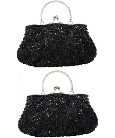 2pcs Vintage Handbags Handmade Bag Dinner Bag Bead Embroidery Bride Handbags Party Handbag Purse for Blackx2pcs $27.50 Evenin...