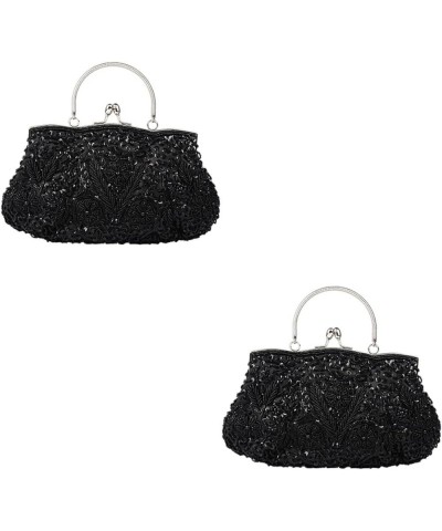 2pcs Vintage Handbags Handmade Bag Dinner Bag Bead Embroidery Bride Handbags Party Handbag Purse for Blackx2pcs $27.50 Evenin...