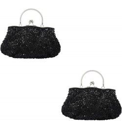 2pcs Vintage Handbags Handmade Bag Dinner Bag Bead Embroidery Bride Handbags Party Handbag Purse for Blackx2pcs $27.50 Evenin...