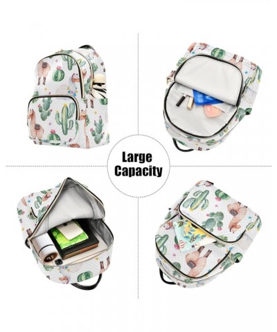 Travel Backpack Purse for Women Fashion Anti-theft Work Casual Cactus Llama Green Watercolor Daypack Shoulder Bag Medium Size...