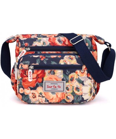 Strap With Adjustable Crossbody Travel Nylon Bag For Women Floral Handbags Bag Men Shoulder Bags (Navy, One Size) Orange One ...