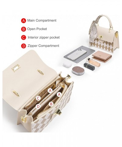 Mini Crossbody Bag for Women Faux Leather Top Handle Handbag Fashion Shoulder Cell Phone Purse Beige-1 $40.49 Shoulder Bags