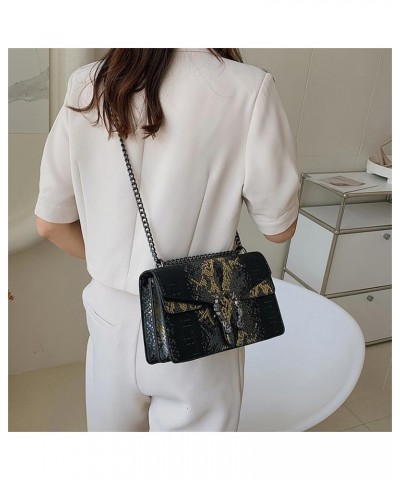 Women Small Satchel Bag Classic Snake Printed PU Leather Shoulder Purse Crossbody Bag with Chain B-grey $22.63 Satchels