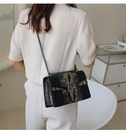 Women Small Satchel Bag Classic Snake Printed PU Leather Shoulder Purse Crossbody Bag with Chain B-grey $22.63 Satchels