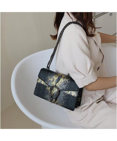 Women Small Satchel Bag Classic Snake Printed PU Leather Shoulder Purse Crossbody Bag with Chain B-grey $22.63 Satchels