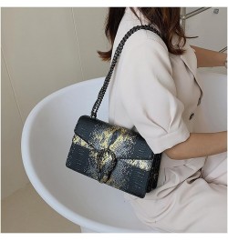 Women Small Satchel Bag Classic Snake Printed PU Leather Shoulder Purse Crossbody Bag with Chain B-grey $22.63 Satchels