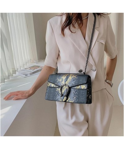 Women Small Satchel Bag Classic Snake Printed PU Leather Shoulder Purse Crossbody Bag with Chain B-grey $22.63 Satchels