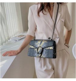 Women Small Satchel Bag Classic Snake Printed PU Leather Shoulder Purse Crossbody Bag with Chain B-grey $22.63 Satchels