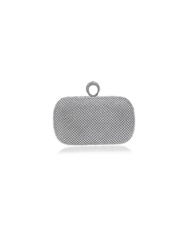 Rhinestone Evening Clutch Silver $16.80 Evening Bags