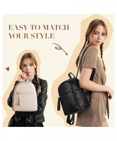 Mini Backpack for Women Small Backpack Purse With Tassel Cute PU Leather Bookbag Fashion Small Casual Daypacks Beige $14.49 B...