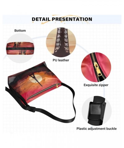 Eiffel Tower Sunset Lovers Hobo Shoulder Bag for Women Men PU Leather Crossbody Bag Slouchy Tote Handbags for Traveling Shopp...