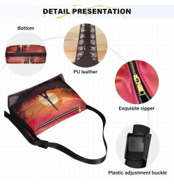 Eiffel Tower Sunset Lovers Hobo Shoulder Bag for Women Men PU Leather Crossbody Bag Slouchy Tote Handbags for Traveling Shopp...