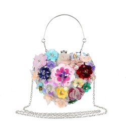 Women Heart Shape Clutch Purse Colorful Flower Evening Bag Sequins Satin Evening Clutch Multicoloured $17.33 Evening Bags