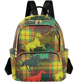 Women Backpack Horse Plaid Anti-Theft Travel Backpack with Luggage Belt Lightweight Handbag Lady Purse Roomy Double Zipper We...