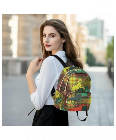 Women Backpack Horse Plaid Anti-Theft Travel Backpack with Luggage Belt Lightweight Handbag Lady Purse Roomy Double Zipper We...