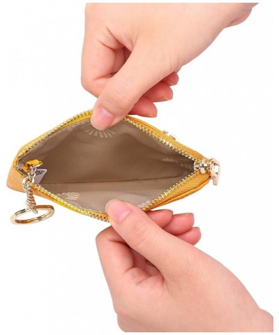 Coin Purse for Women Leather Card Holder Change Pouch Small RFID Blocking Wallet A-Yellow $8.84 Wallets