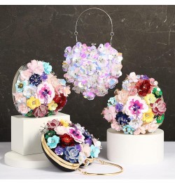 Women Heart Shape Clutch Purse Colorful Flower Evening Bag Sequins Satin Evening Clutch Multicoloured $17.33 Evening Bags