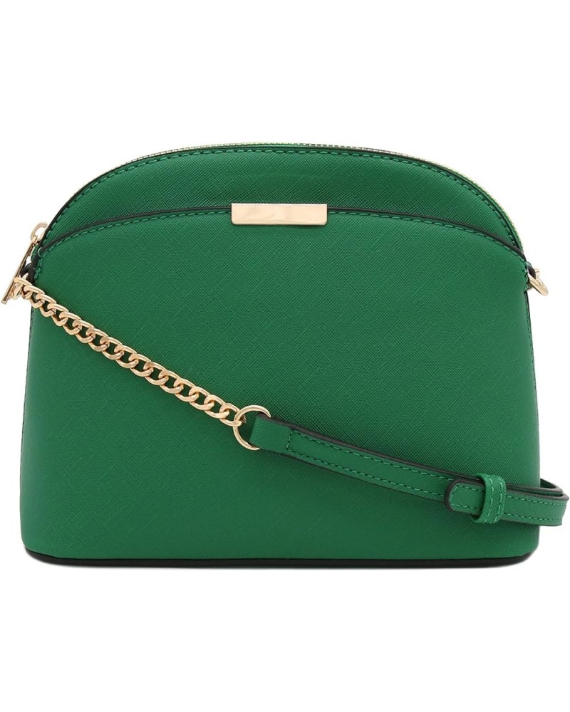 Saffiano Small Dome Crossbody bag with Chain Strap Kelly Green $13.63 Crossbody Bags