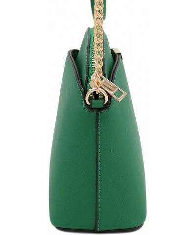 Saffiano Small Dome Crossbody bag with Chain Strap Kelly Green $13.63 Crossbody Bags