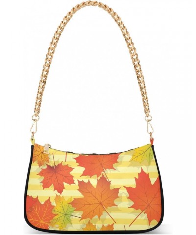 Yellow Maple Leaves Autumn Shoulder Bag for Women Hobo Bags Small Chain Shoulder Bags Clutch Handbag Tote Crossbody Bag Purse...