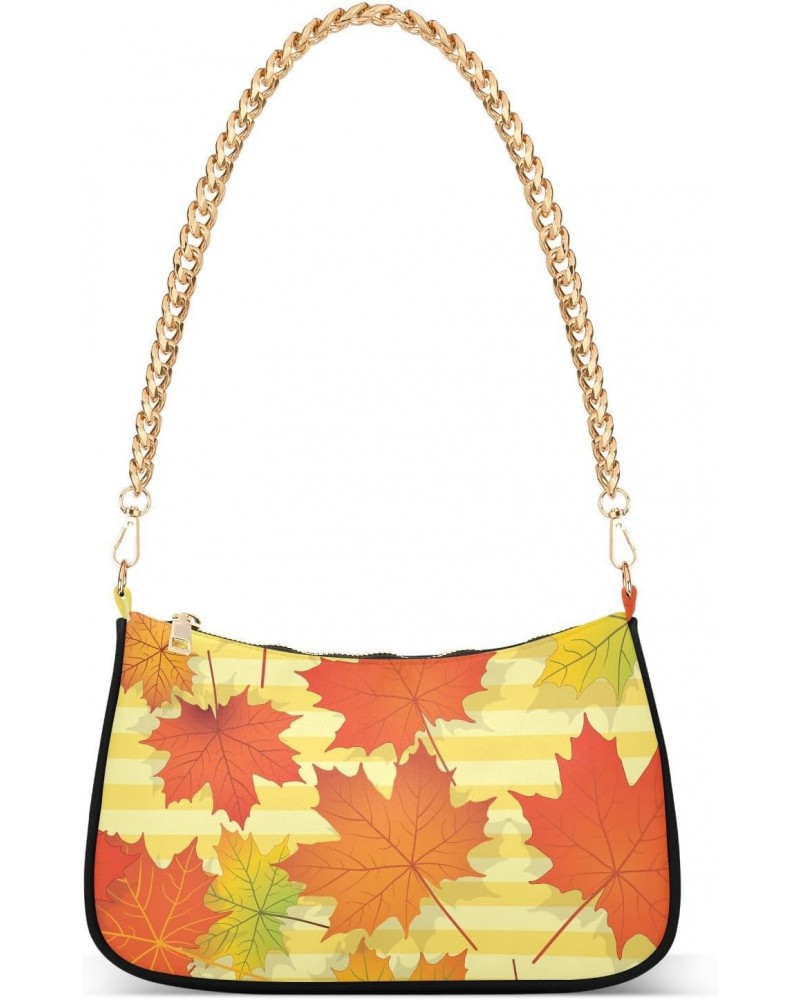 Yellow Maple Leaves Autumn Shoulder Bag for Women Hobo Bags Small Chain Shoulder Bags Clutch Handbag Tote Crossbody Bag Purse...