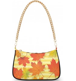 Yellow Maple Leaves Autumn Shoulder Bag for Women Hobo Bags Small Chain Shoulder Bags Clutch Handbag Tote Crossbody Bag Purse...