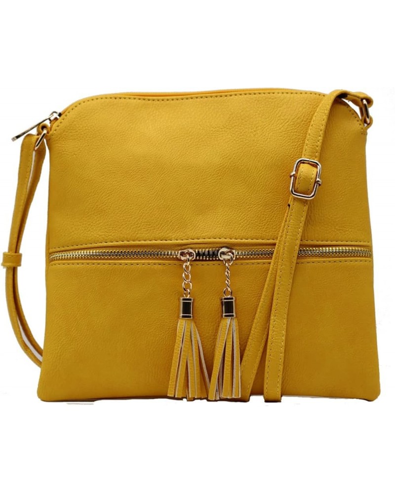 Medium Crossbody Bag for Women | Shoulder Handbags for Women with Multiple Compartments | PU Leather Yellow $9.68 Crossbody Bags