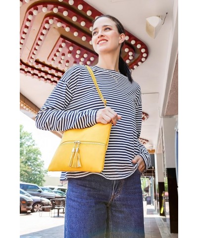 Medium Crossbody Bag for Women | Shoulder Handbags for Women with Multiple Compartments | PU Leather Yellow $9.68 Crossbody Bags