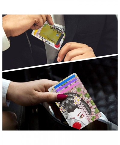 Japanese Woman Cherry Umbrella Slim Minimalist Wallet Rfid Blocking Card Wallets PU Leather Front Pocket Wallets $10.79 Wallets