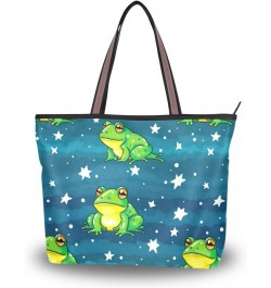 Women Tote Bags Frog Star Top Handle Satchel Handbags Shoulder Bag for Shopping 20849503 $12.38 Totes