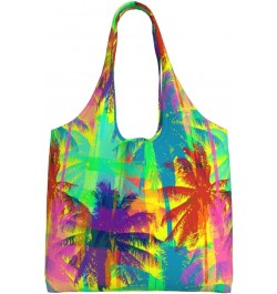 Head Of The Lord Buddha Single Shoulder Commuter Canvas Tote Bags For Women And Men Psychedelic Palm Tree $10.77 Totes