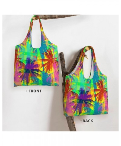 Head Of The Lord Buddha Single Shoulder Commuter Canvas Tote Bags For Women And Men Psychedelic Palm Tree $10.77 Totes