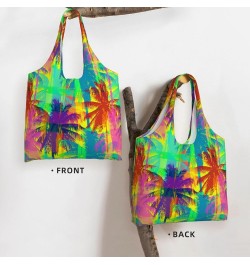 Head Of The Lord Buddha Single Shoulder Commuter Canvas Tote Bags For Women And Men Psychedelic Palm Tree $10.77 Totes