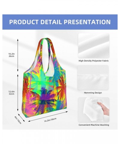 Head Of The Lord Buddha Single Shoulder Commuter Canvas Tote Bags For Women And Men Psychedelic Palm Tree $10.77 Totes