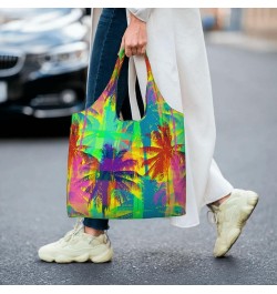 Head Of The Lord Buddha Single Shoulder Commuter Canvas Tote Bags For Women And Men Psychedelic Palm Tree $10.77 Totes