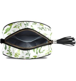 Small Crossbody Bag Green Leaves Herbs Womens Shoulder Chain Bag PU Leather Small Purse With Tassels $12.23 Shoulder Bags