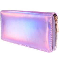 1pc Zipper Leather Wallets Pu Holder Phone Card Clutch Female Girls Coin Cell Women Portfel Money Shining Iridescent Violet P...