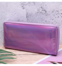 1pc Zipper Leather Wallets Pu Holder Phone Card Clutch Female Girls Coin Cell Women Portfel Money Shining Iridescent Violet P...