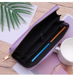 1pc Zipper Leather Wallets Pu Holder Phone Card Clutch Female Girls Coin Cell Women Portfel Money Shining Iridescent Violet P...