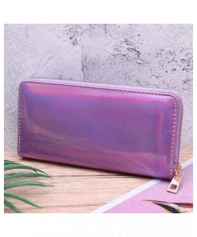 1pc Zipper Leather Wallets Pu Holder Phone Card Clutch Female Girls Coin Cell Women Portfel Money Shining Iridescent Violet P...