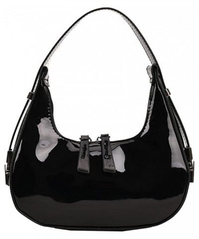 Crescent Shoulder Bag Under The Arm Purse Small Trendy Leather Y2k Hobo Handbags for Women Black $12.95 Hobo Bags