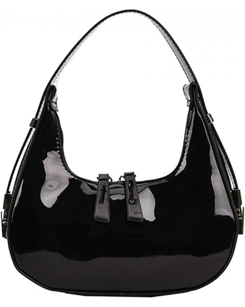 Crescent Shoulder Bag Under The Arm Purse Small Trendy Leather Y2k Hobo Handbags for Women Black $12.95 Hobo Bags