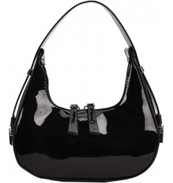 Crescent Shoulder Bag Under The Arm Purse Small Trendy Leather Y2k Hobo Handbags for Women Black $12.95 Hobo Bags