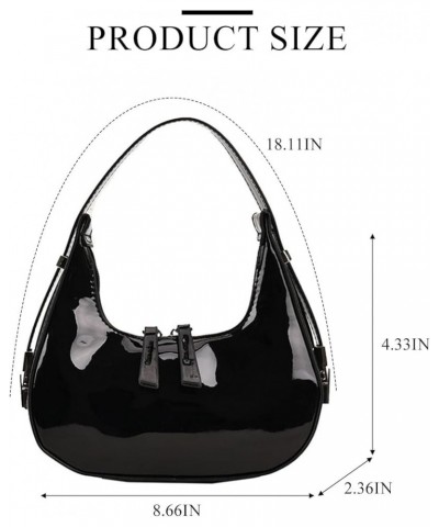 Crescent Shoulder Bag Under The Arm Purse Small Trendy Leather Y2k Hobo Handbags for Women Black $12.95 Hobo Bags