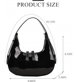 Crescent Shoulder Bag Under The Arm Purse Small Trendy Leather Y2k Hobo Handbags for Women Black $12.95 Hobo Bags